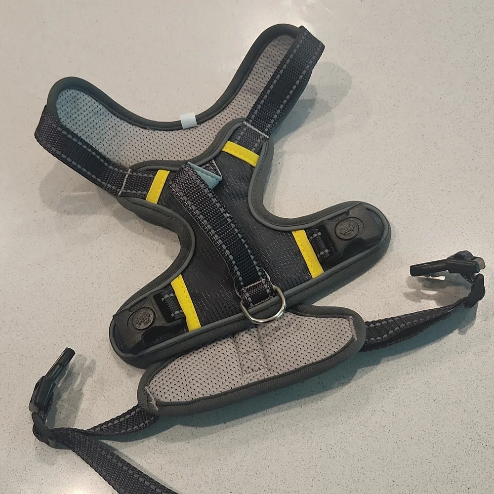Gray and Yellow Dog Harness, New!
